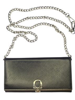 Salvatore Ferragamo Gancini Long  Wallet with Chain - Black